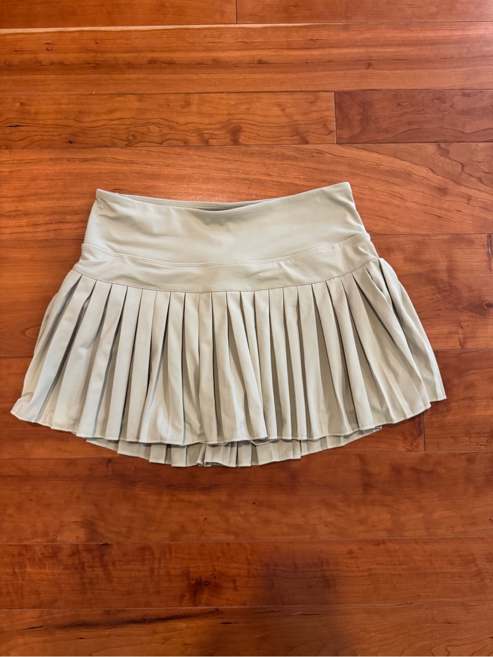 Pleated Mini Skirt in Sage Green - Unbranded
